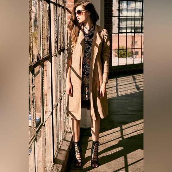 🇺🇸Lulus vegan suede trench coat sz S - Picture 3 of 13